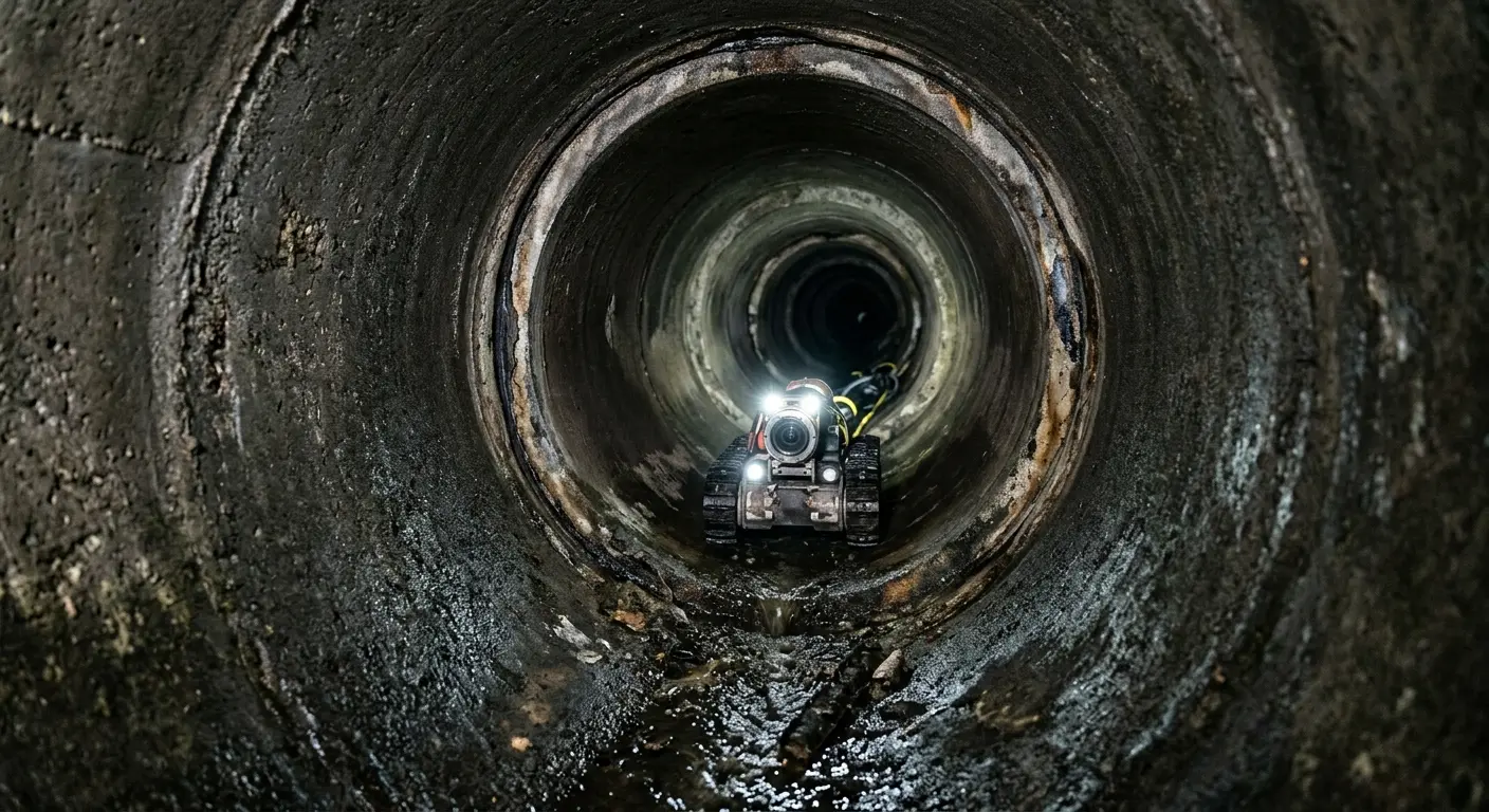 Robotic sewer camera inspecting pipe interior for Sewer Line Repair in Carpinteria